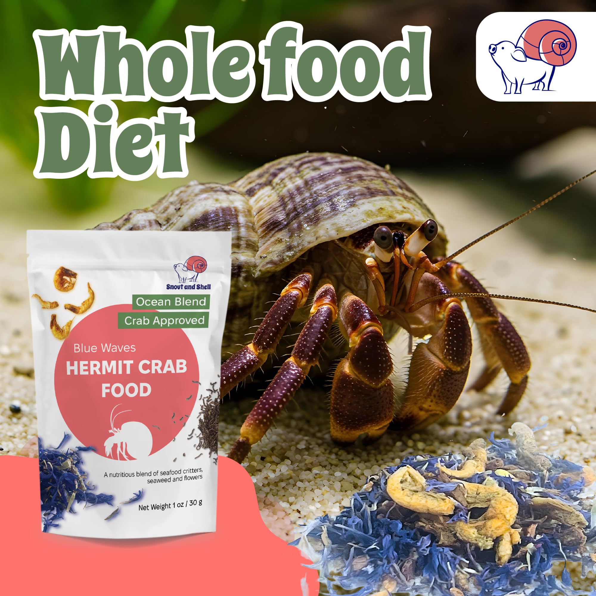 Snout and Shell étiquette nutrition montrant composition variée et minéraux