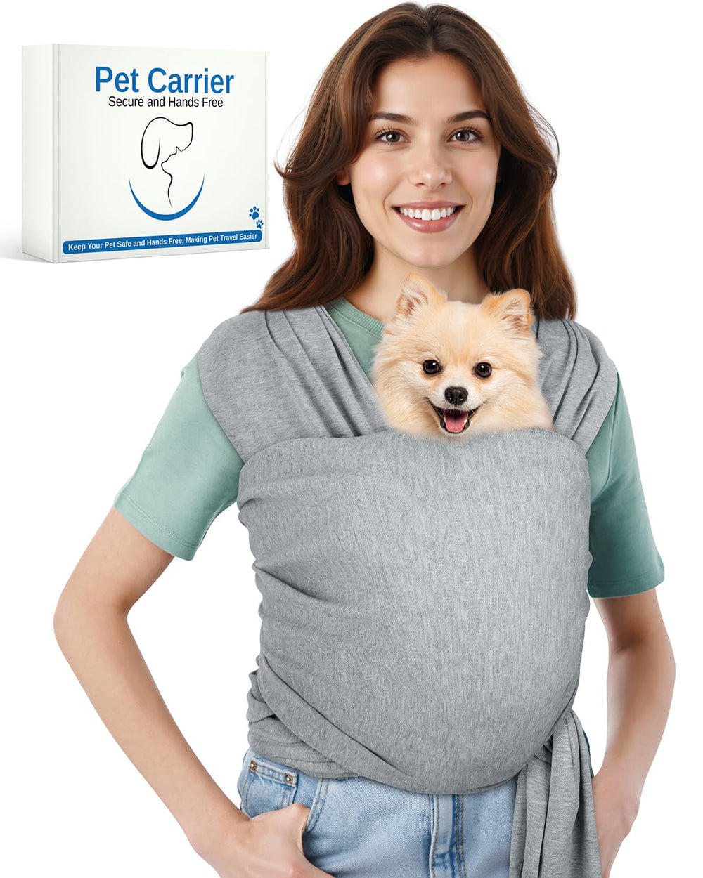 snqqmtt écharpe porte‑chien vue de face montrant maintien et confort