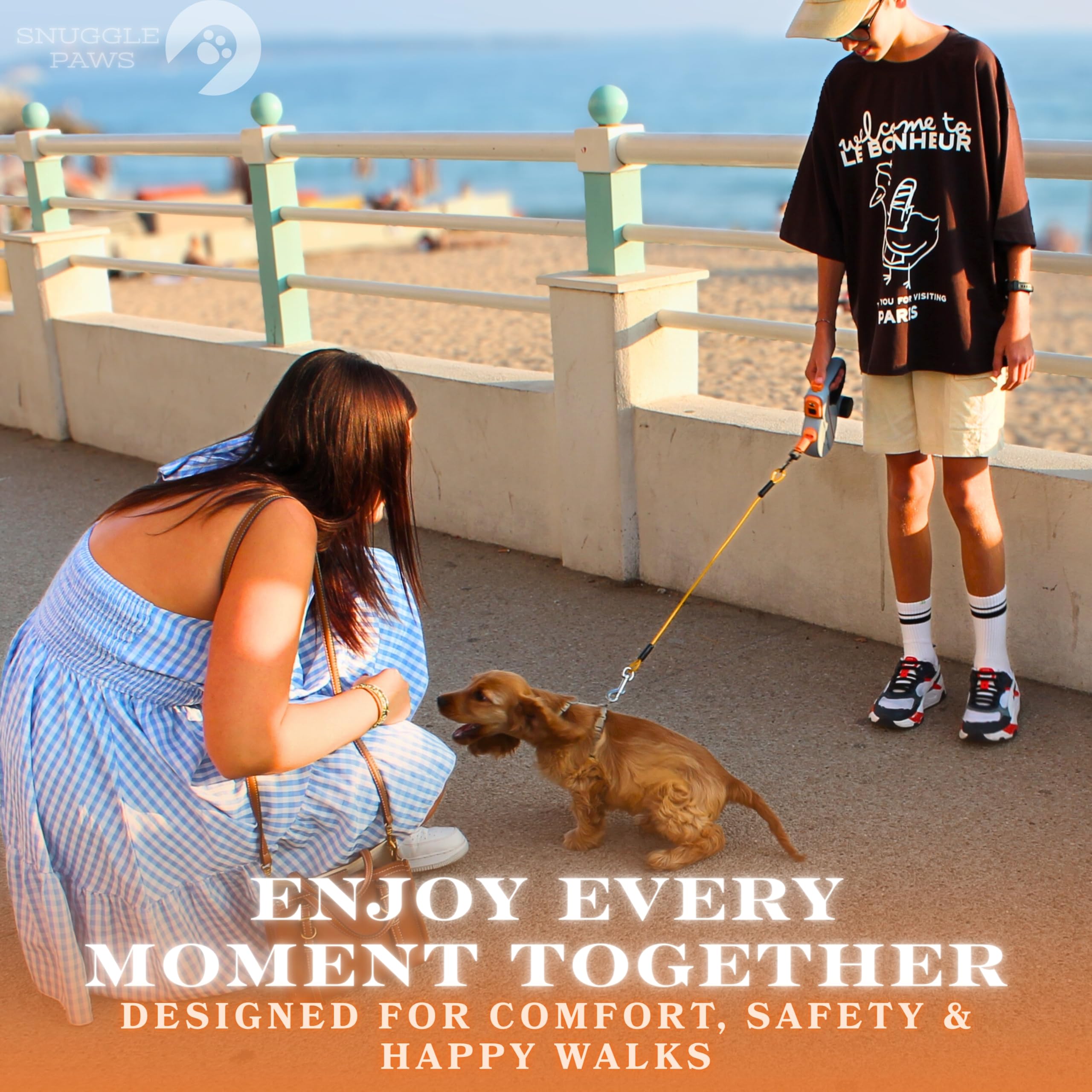 Snuggle Paws utilisation en promenade montrant contrôle et confort