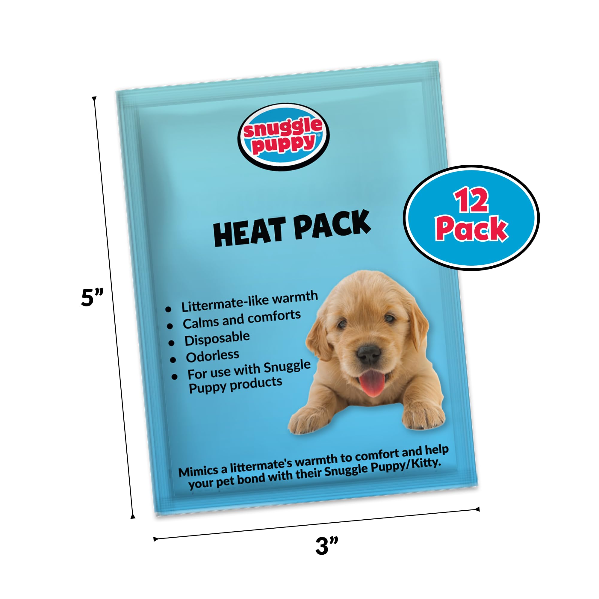 Snuggle Puppy comparaison de taille du pack chauffant avec une main pour échelle