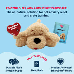 Snuggle Puppie coeur SmartBeat visible montrant battement apaisant