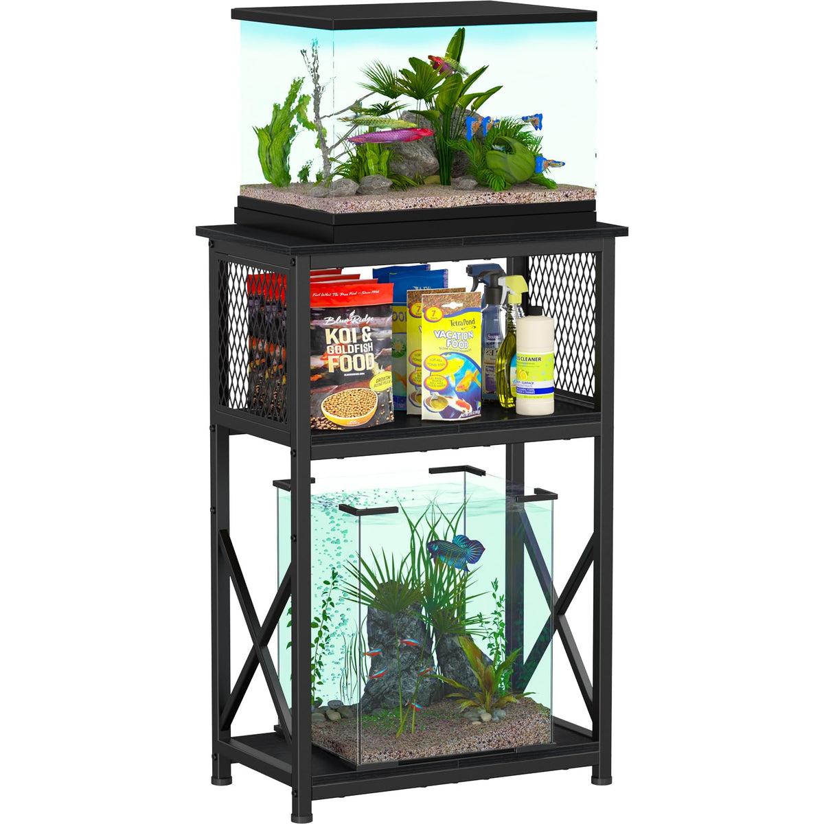 Snughome vue de face du meuble aquarium offrant stabilité et rangement