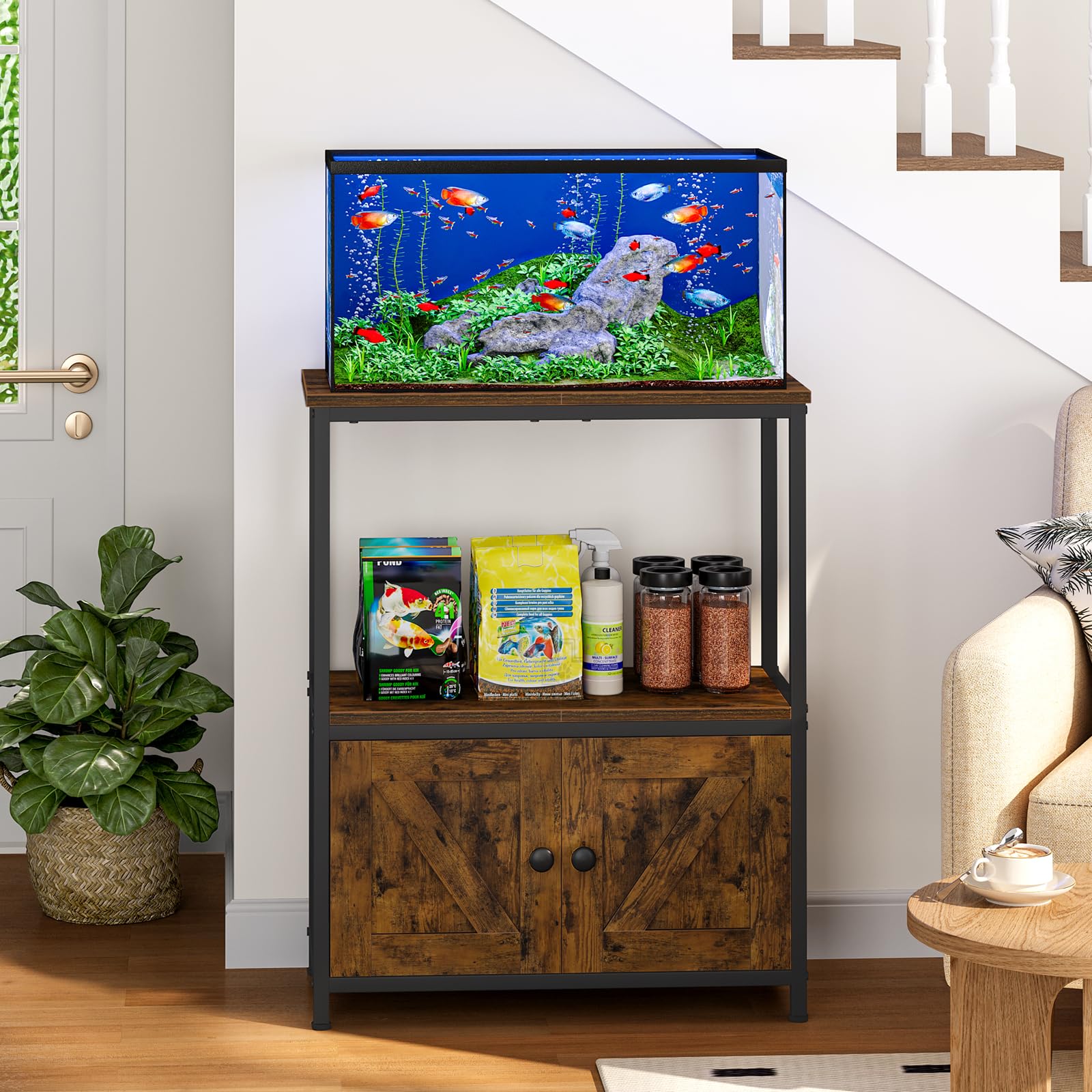 Snughome portes style grange cachant rangement pour accessoires et produits