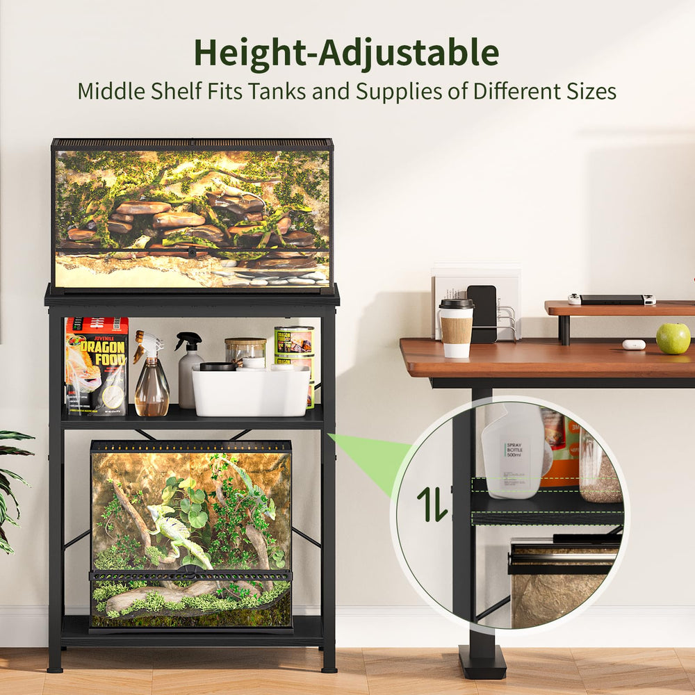 Snughome support en situation avec vivarium montrant accès et confort
