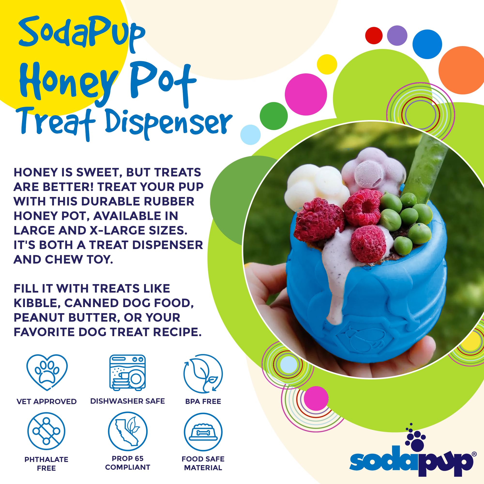 SodaPup Honey Pot en usage avec friandise, engagement mental du chien