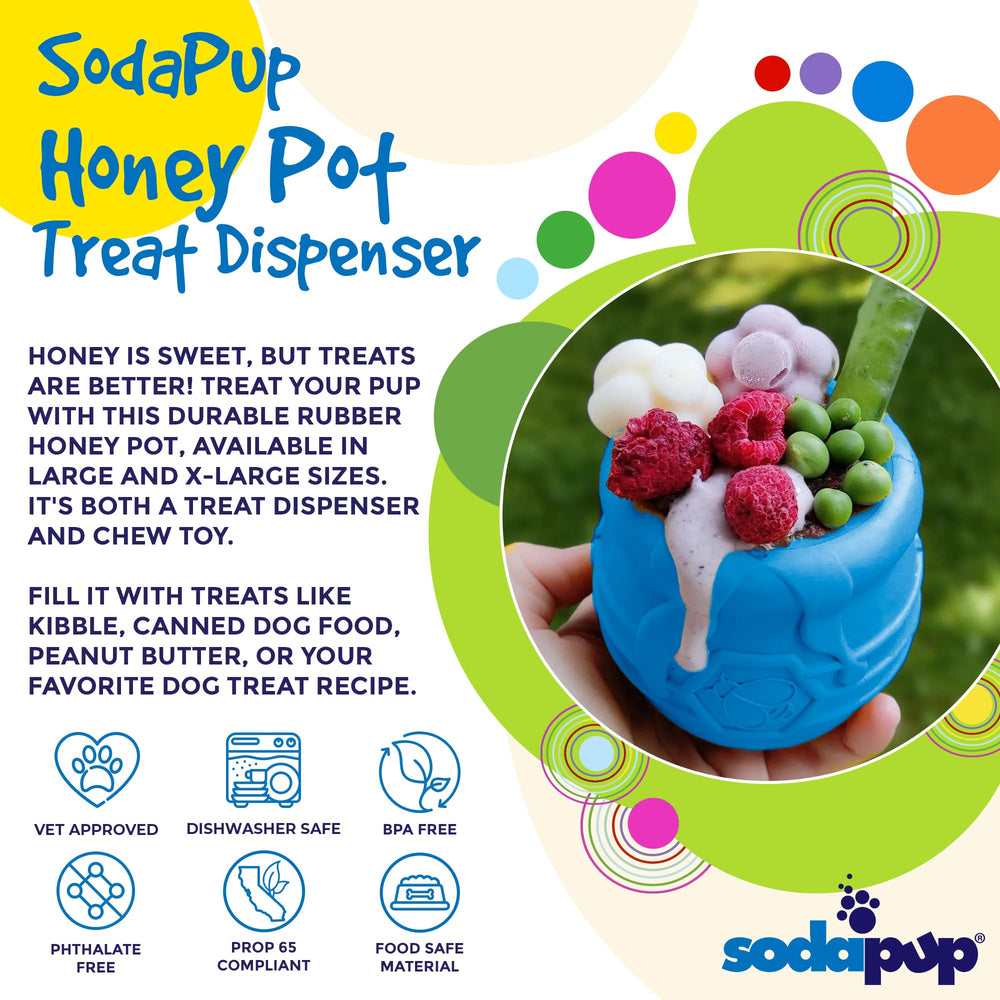 SodaPup Honey Pot en usage avec friandise, engagement mental du chien