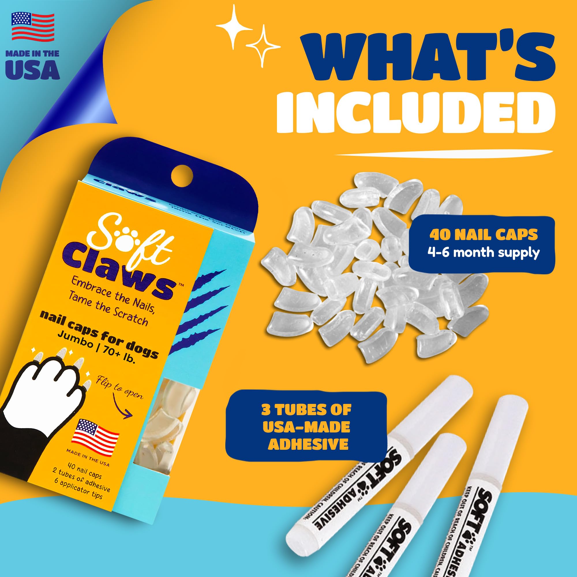 Soft Claws comparaison taille pour griffes Jumbo offrant ajustement sûr