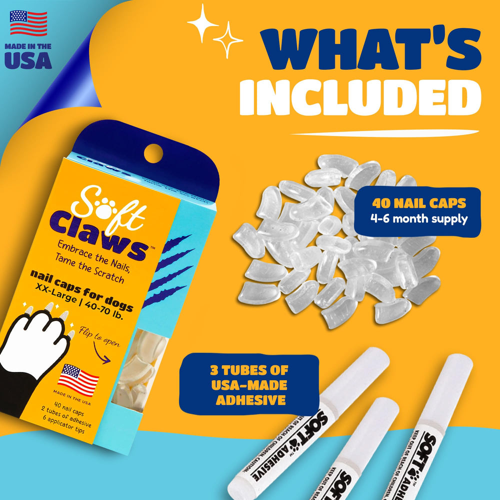 Soft Claws comparaison taille ongle: capuchon XX-Large adapté aux chiens moyens
