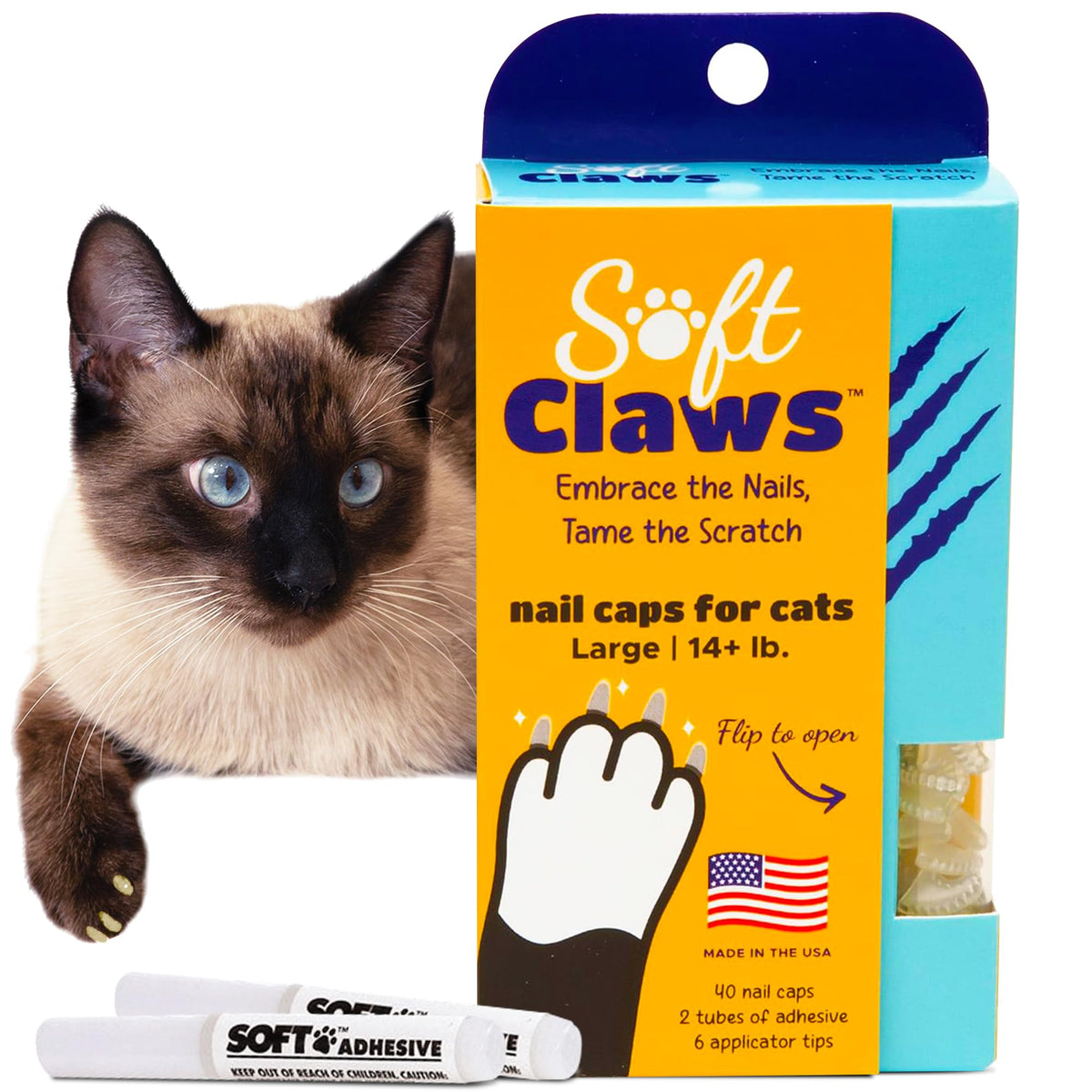 Soft Claws emballage avant montrant kit clair protecteur des meubles