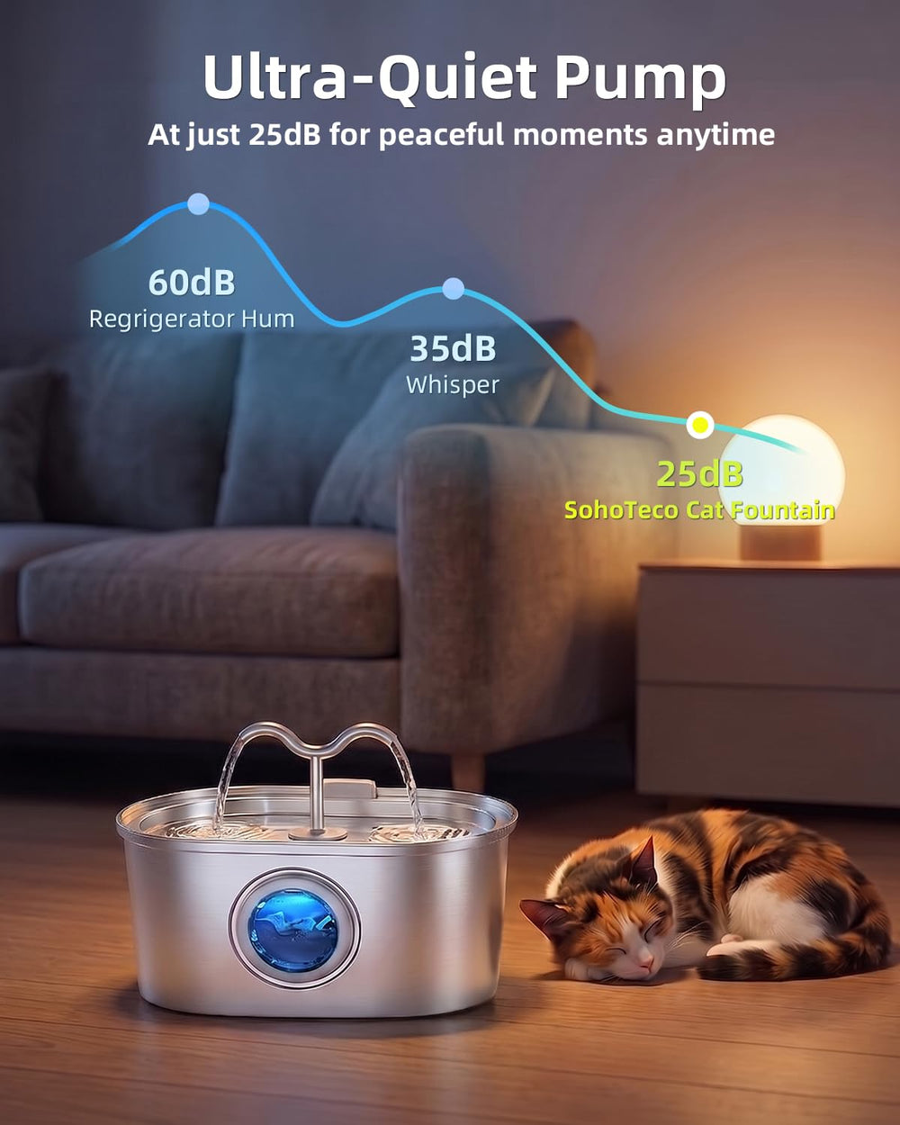 SohoTeco vue intérieure pompe silencieuse, fonctionnement discret et fiable
