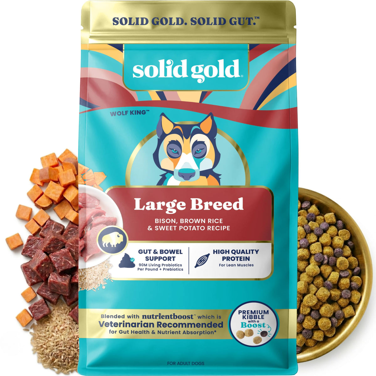 Solid Gold sac entier Bison 22LB montrant emballage et format pratique
