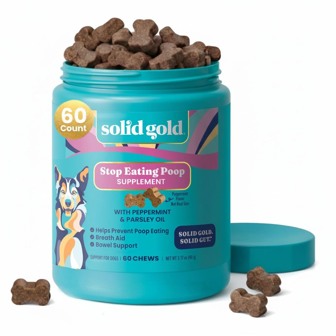 Solid Gold emballage avant montrant la formulation et bénéfice anti-coprophagie