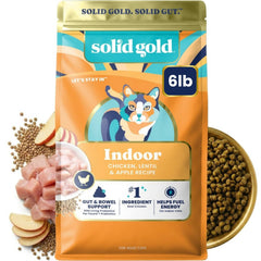 Solid Gold emballage avant montrant la recette poulet et bénéfices digestion