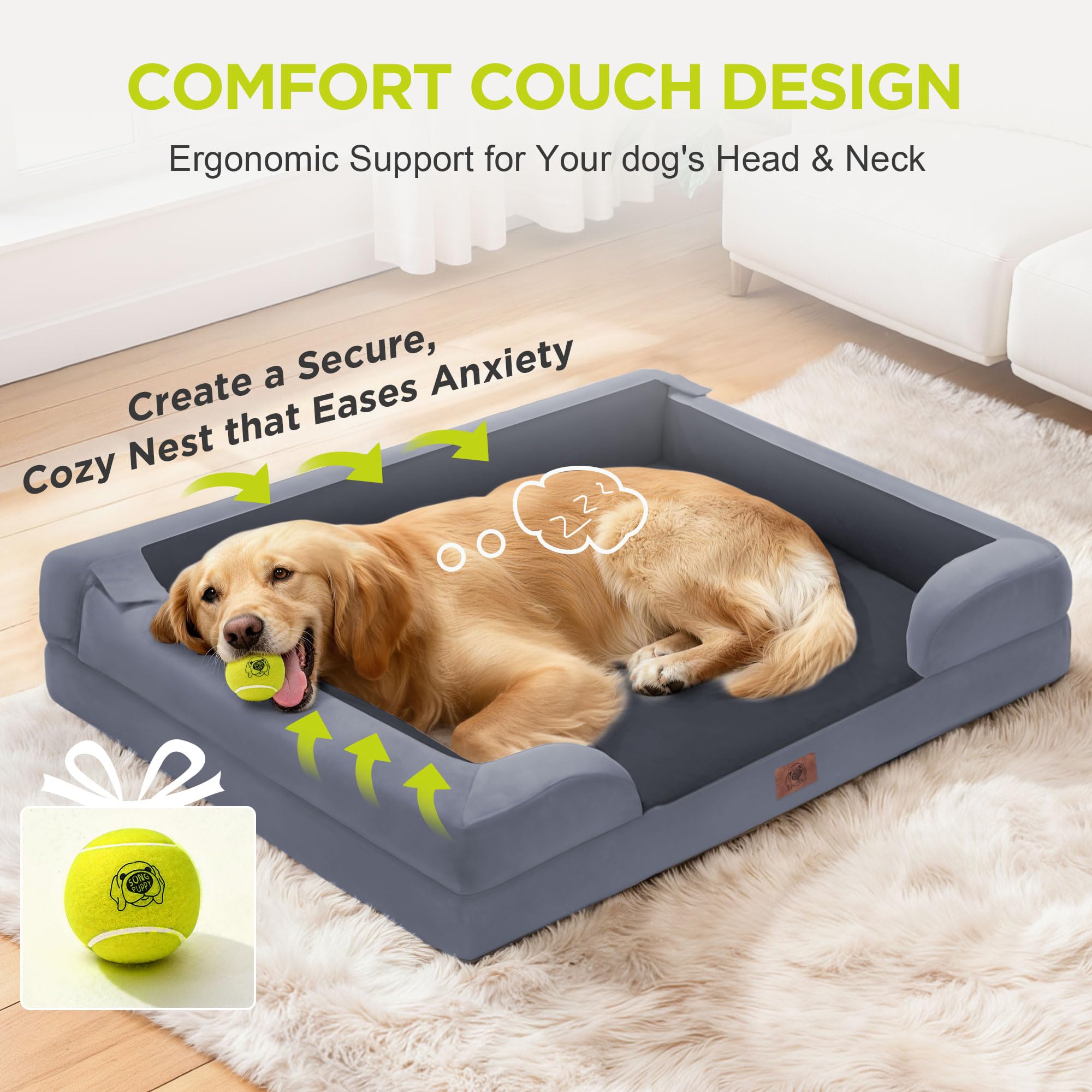 Song Puppy lit utilisé par un chien très grand pour repos apaisant