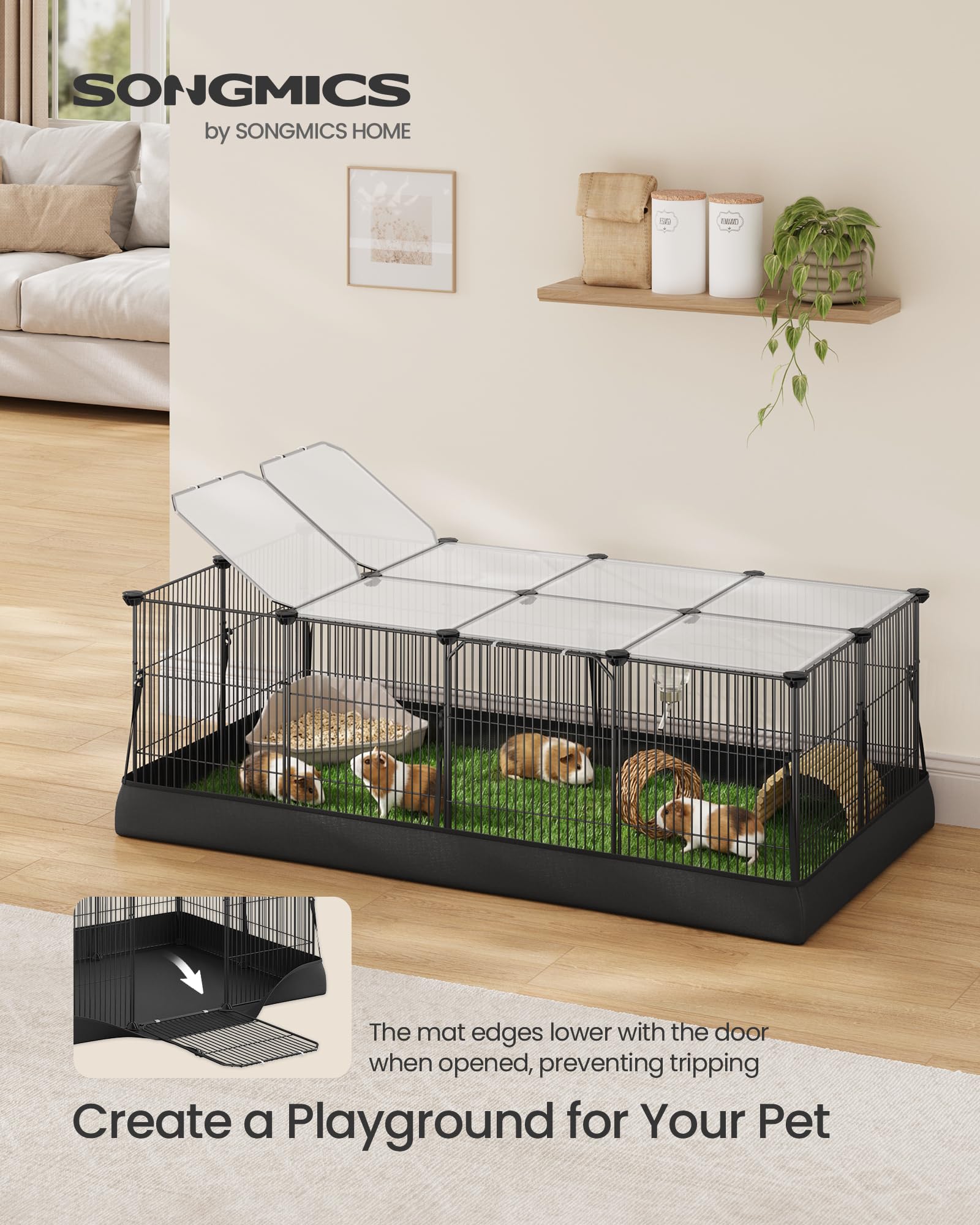 SONGMICS toit transparent pour surveiller facilement les petits animaux
