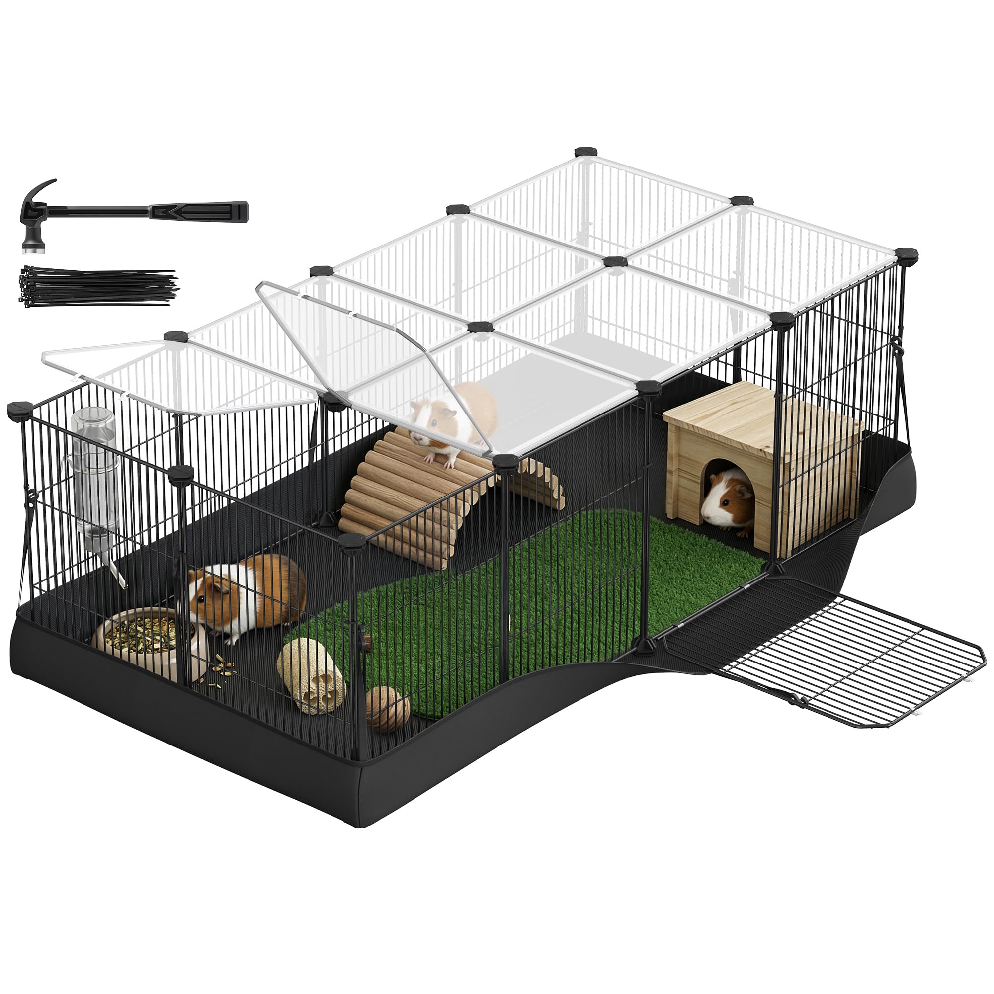 SONGMICS vue de face de la cage montrant l'espace de jeu et confort