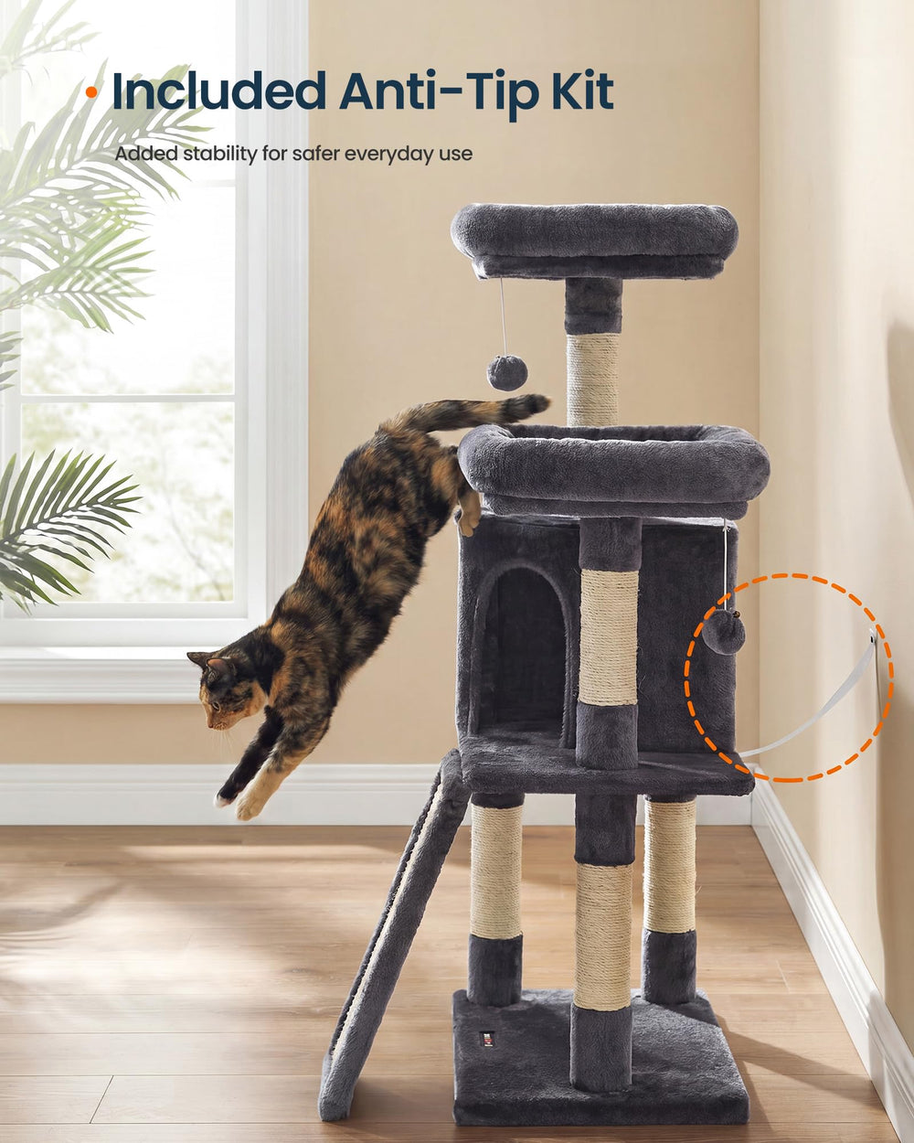 SONGMICS HOME arbre à chat dans un appartement, optimise l'espace intérieur