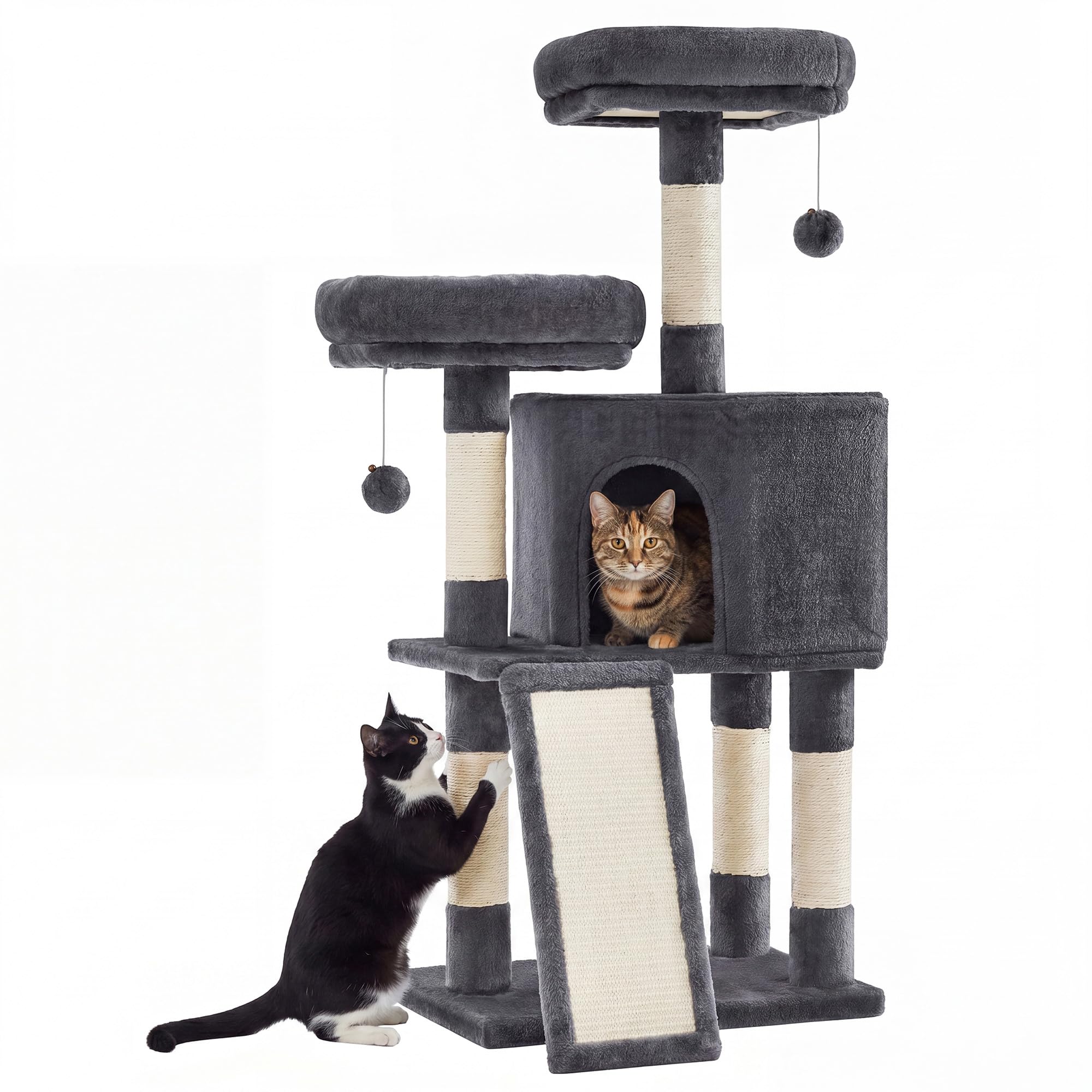 SONGMICS HOME vue frontale de l'arbre à chat, compact et stable