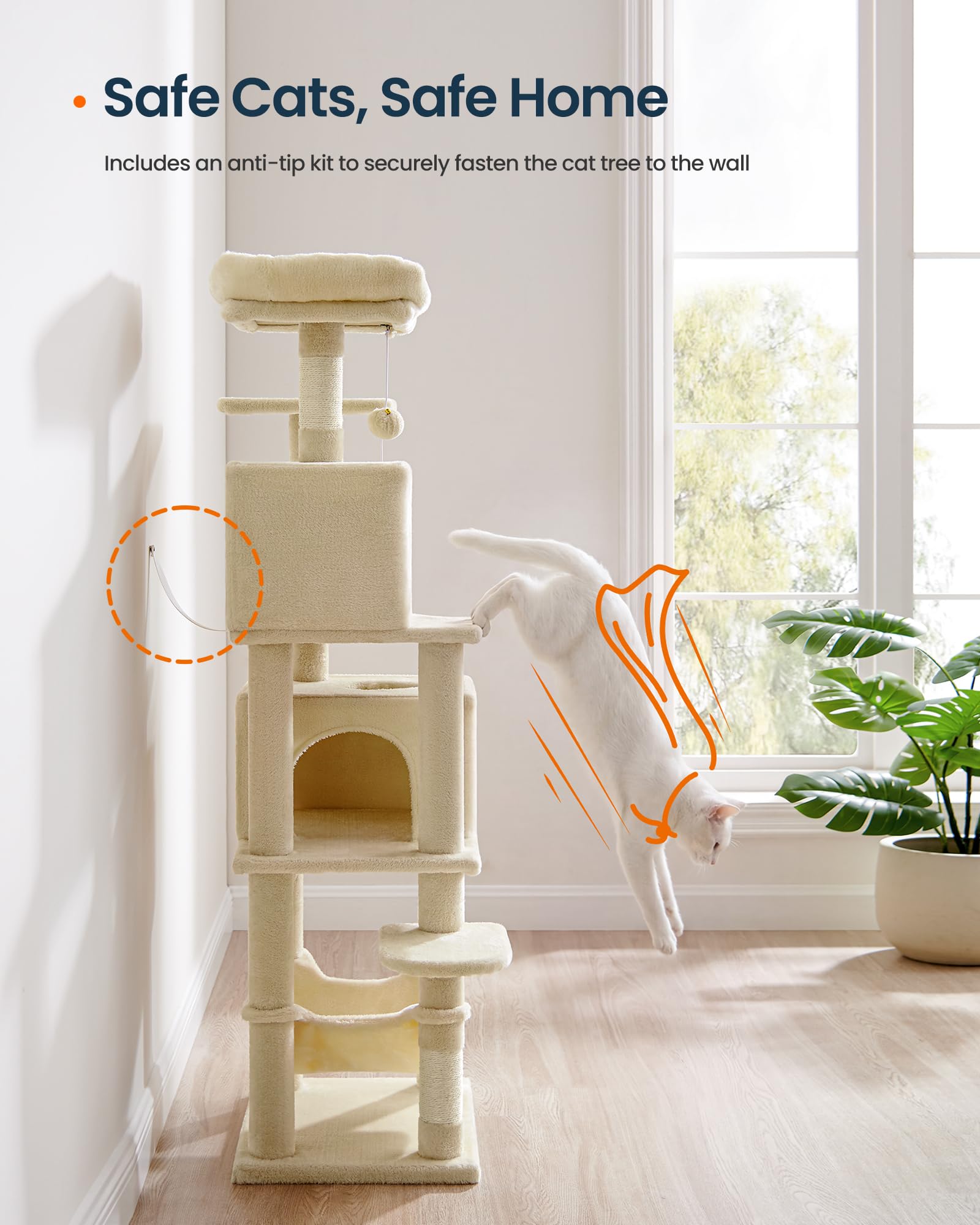 SONGMICS HOME arbre installé dans salon stimulant chats
