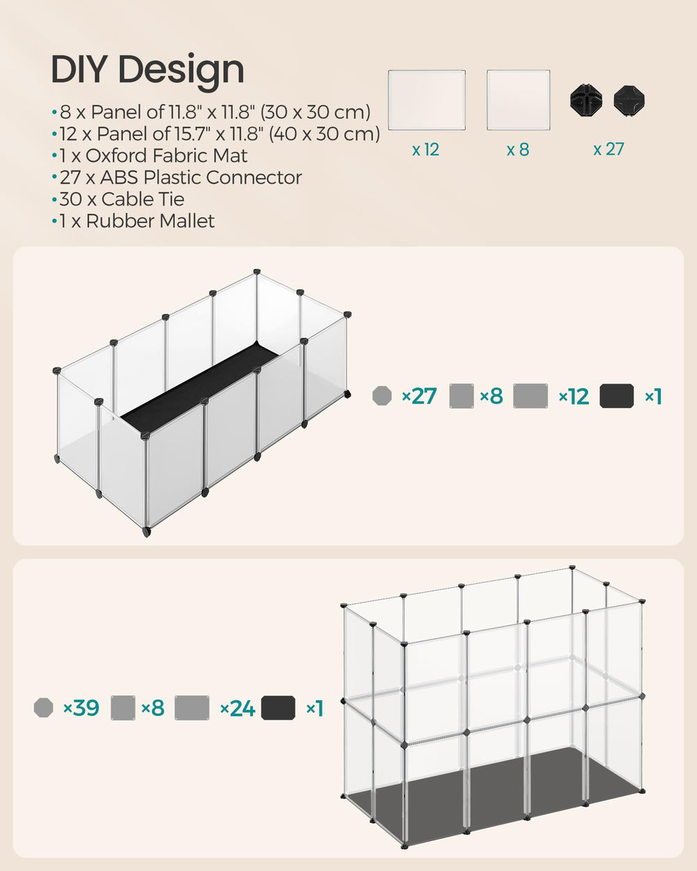 SONGMICS comparaison taille montre échelle pour petits animaux
