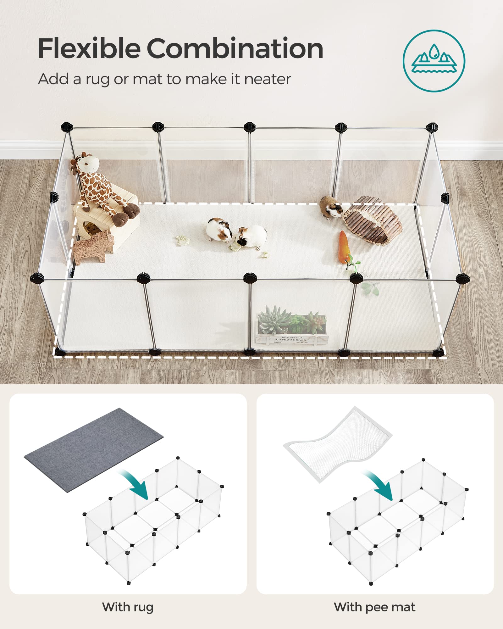 SONGMICS parc configuré en L optimisant coin de pièce