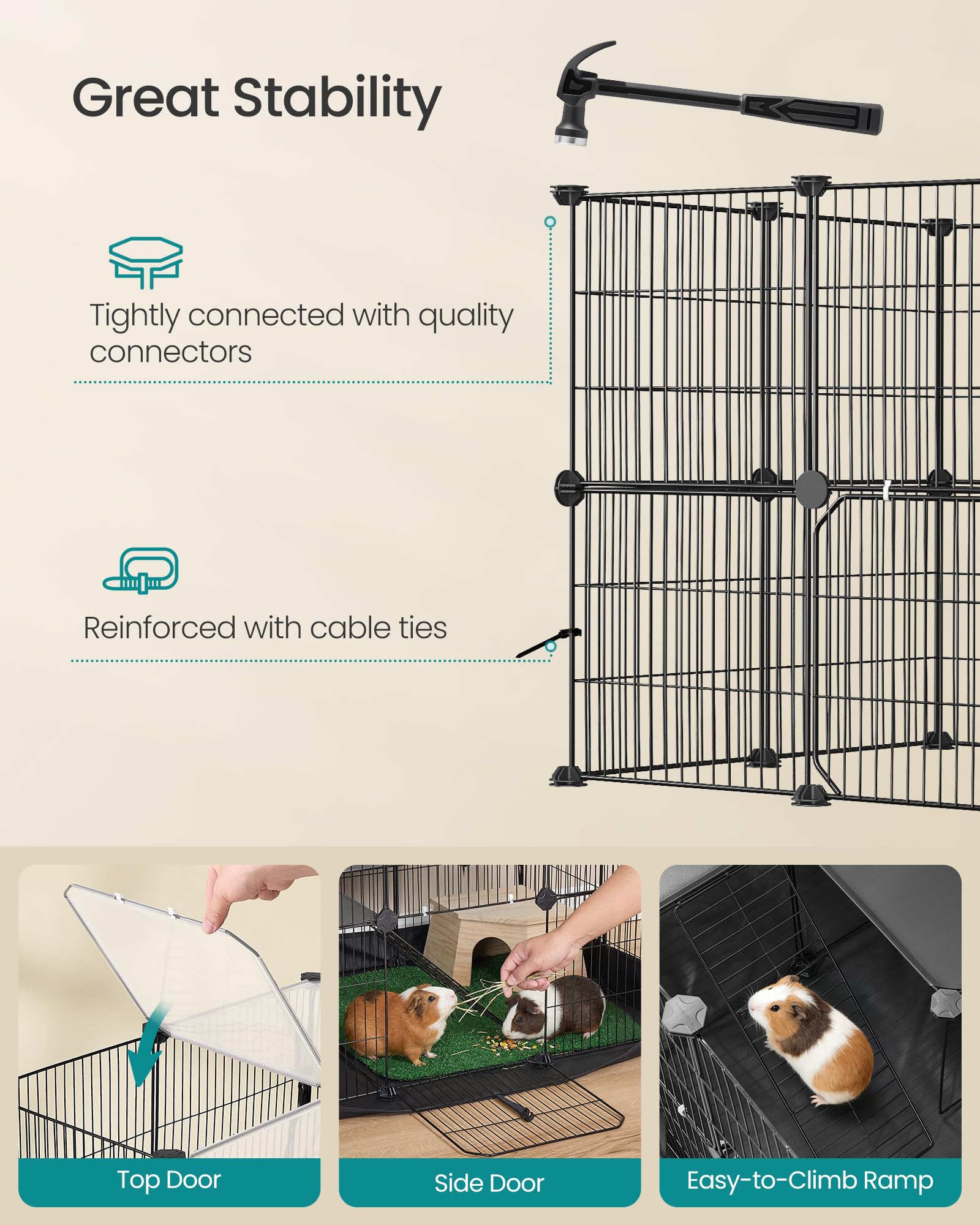SONGMICS parc installé dans le salon créant un coin sécurisé pour animaux