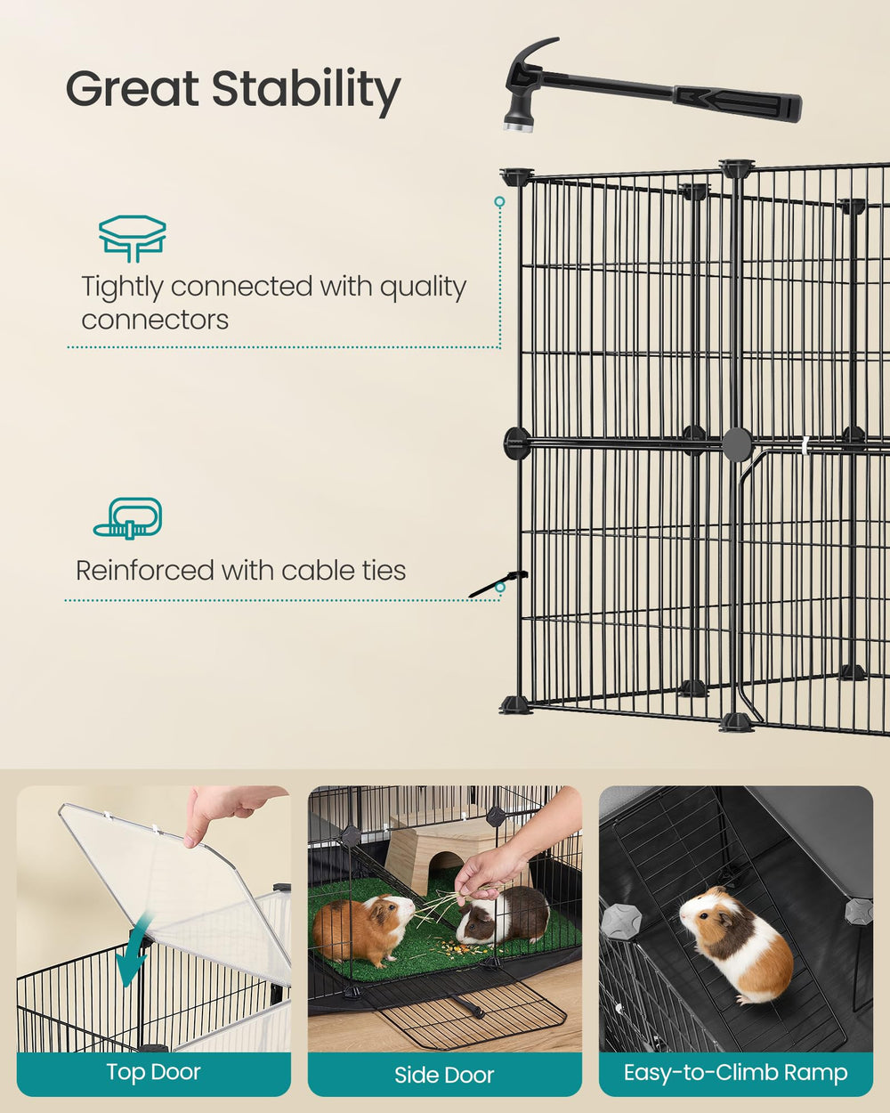 SONGMICS parc installé dans le salon créant un coin sécurisé pour animaux