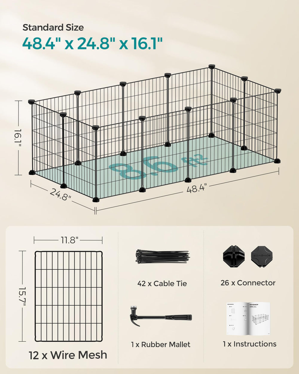 SONGMICS kit composants avec maillet et serre-câbles pour un montage simple