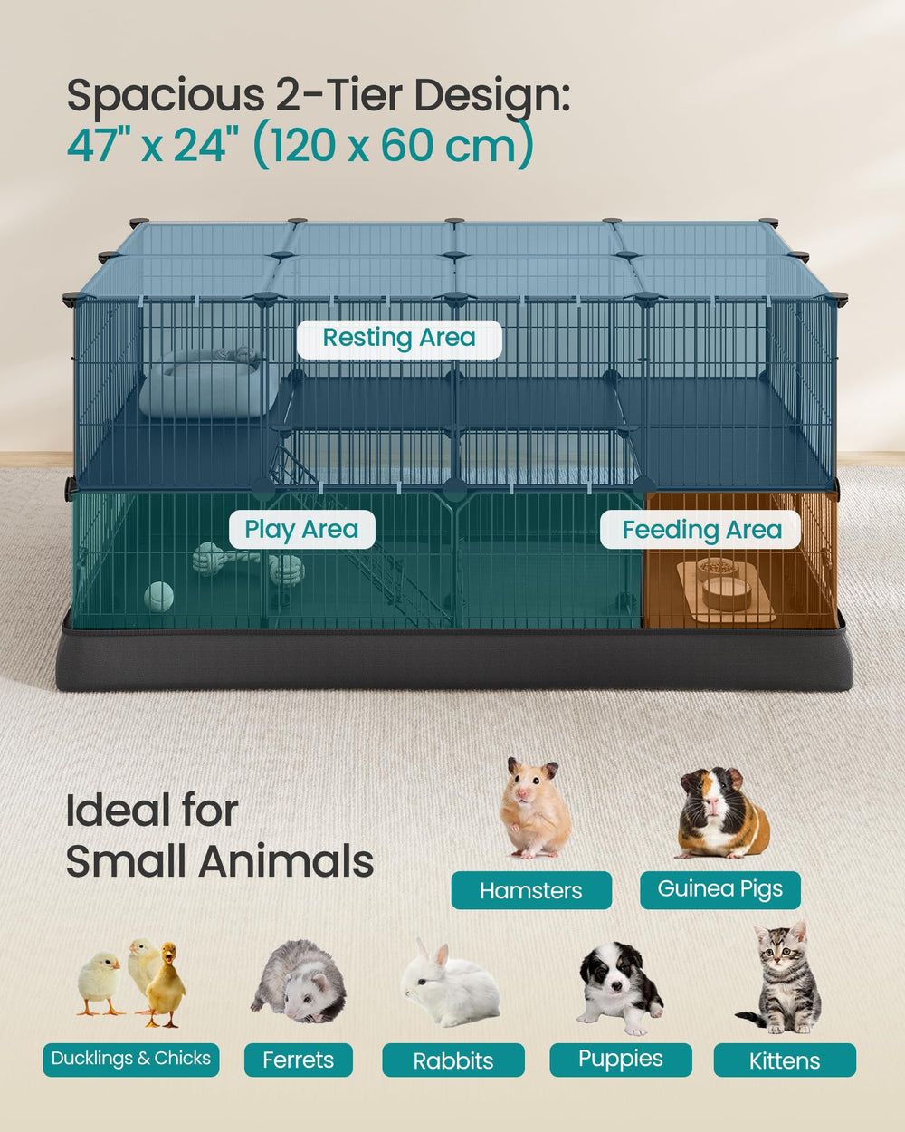 SONGMICS rampe interne montrant accès entre niveaux et confort animal
