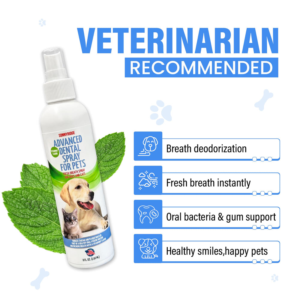 Sonnyridge spray en action sur chien pour haleine fraîche et confort