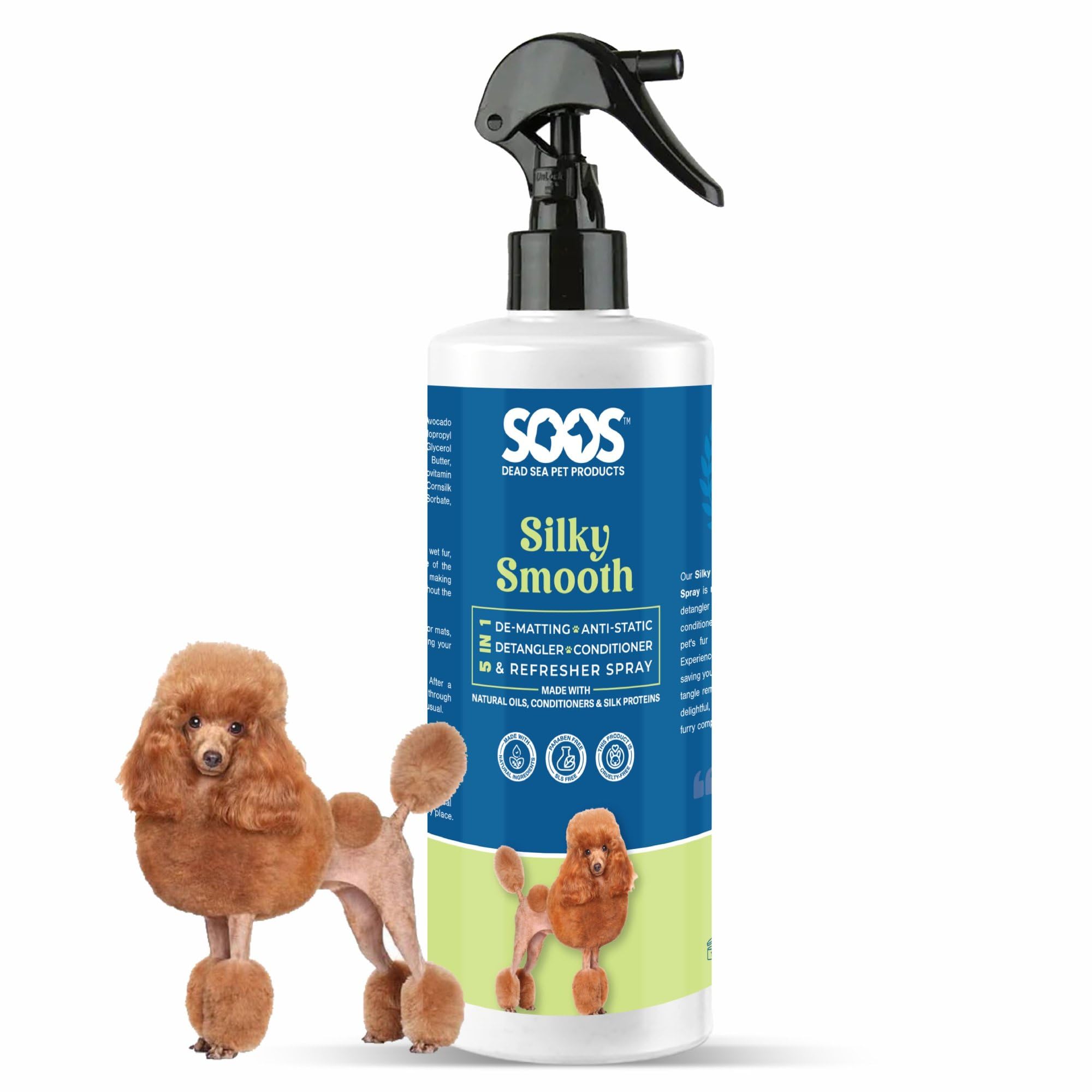 Bouteille SOOS Silky Smooth 500ml montrée de face pour un soin facile