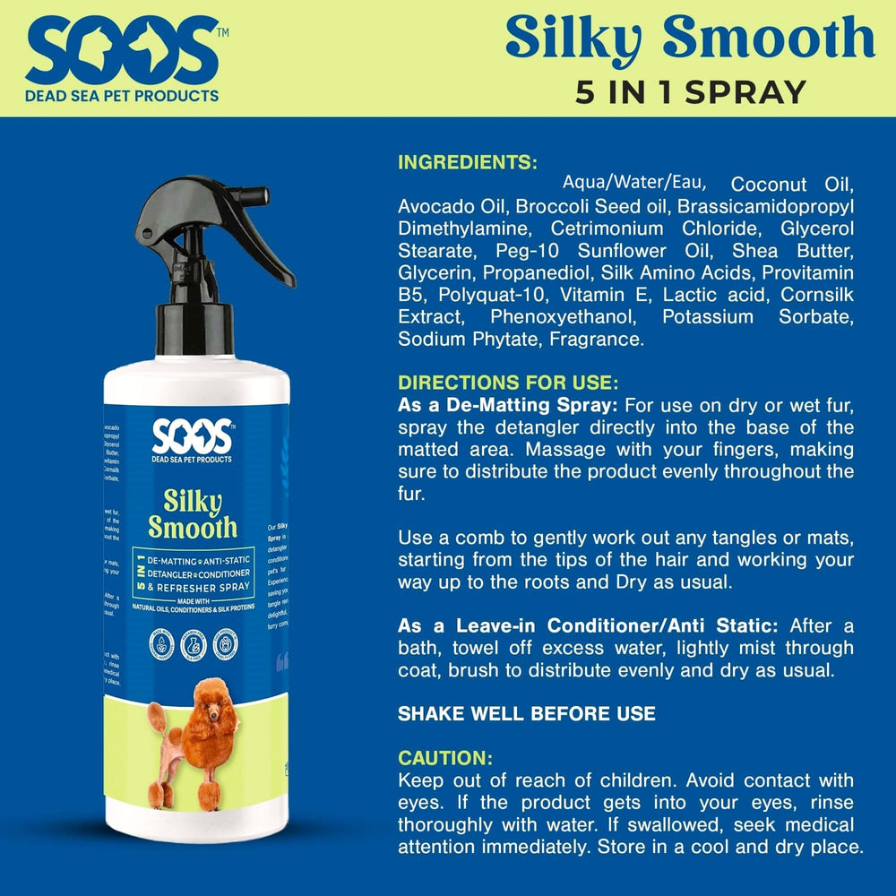 Scène de vie : utilisation SOOS Silky Smooth sur canapé, toilettage sans stress