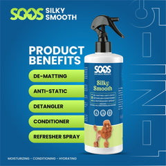 Pulvérisation SOOS sur pelage de chien pour démêler et hydrater rapidement