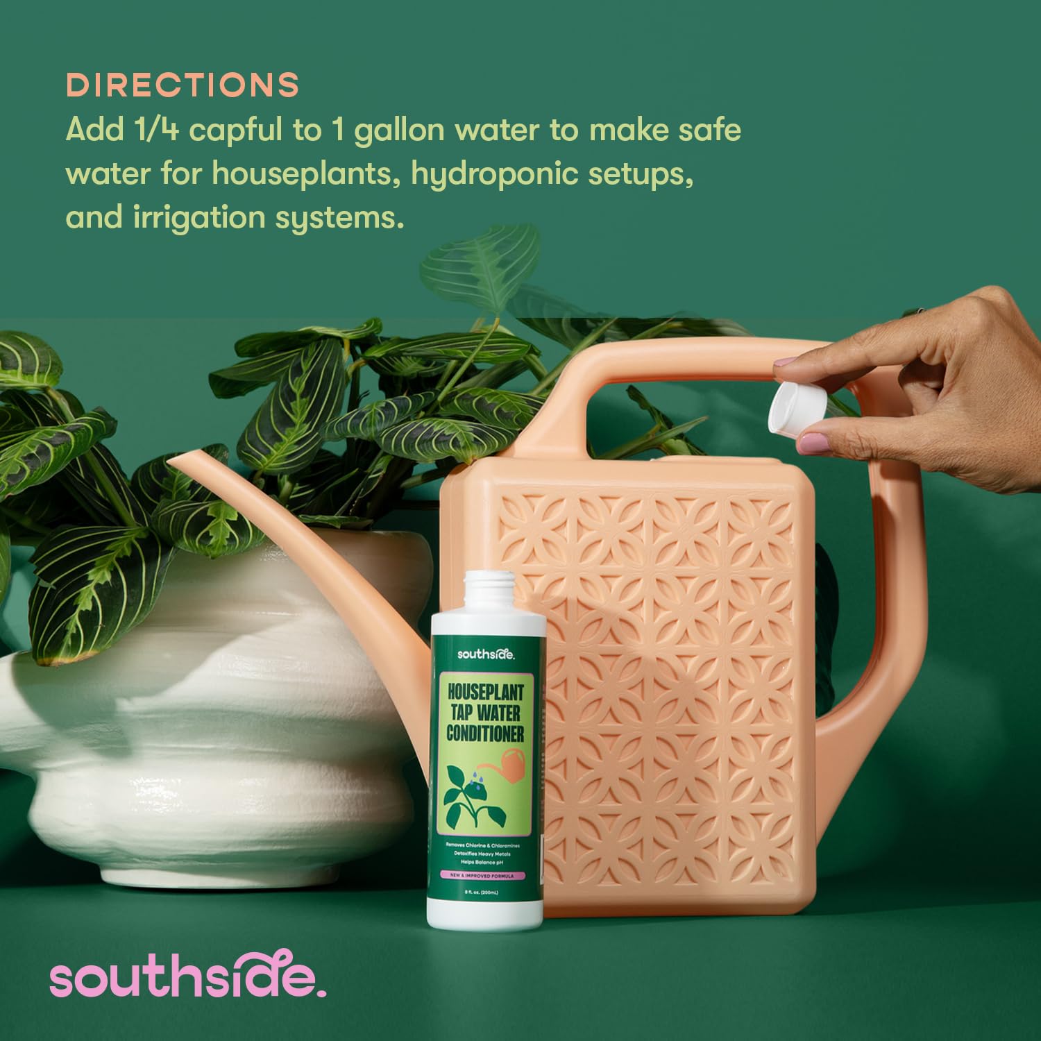 Southside Plants comparaison taille dans une main montrant flacon compact et rendement
