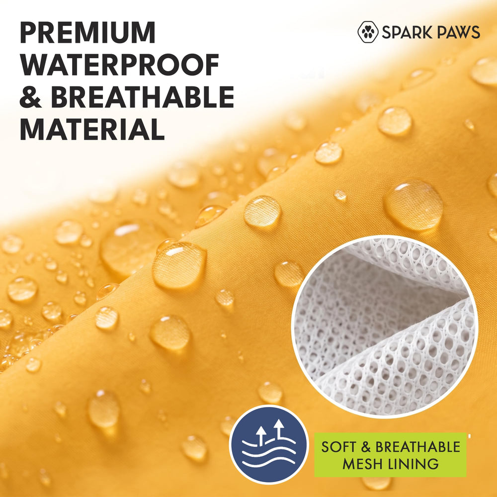 Spark Paws manteau porté par grand chien en extérieur, coupe adaptée