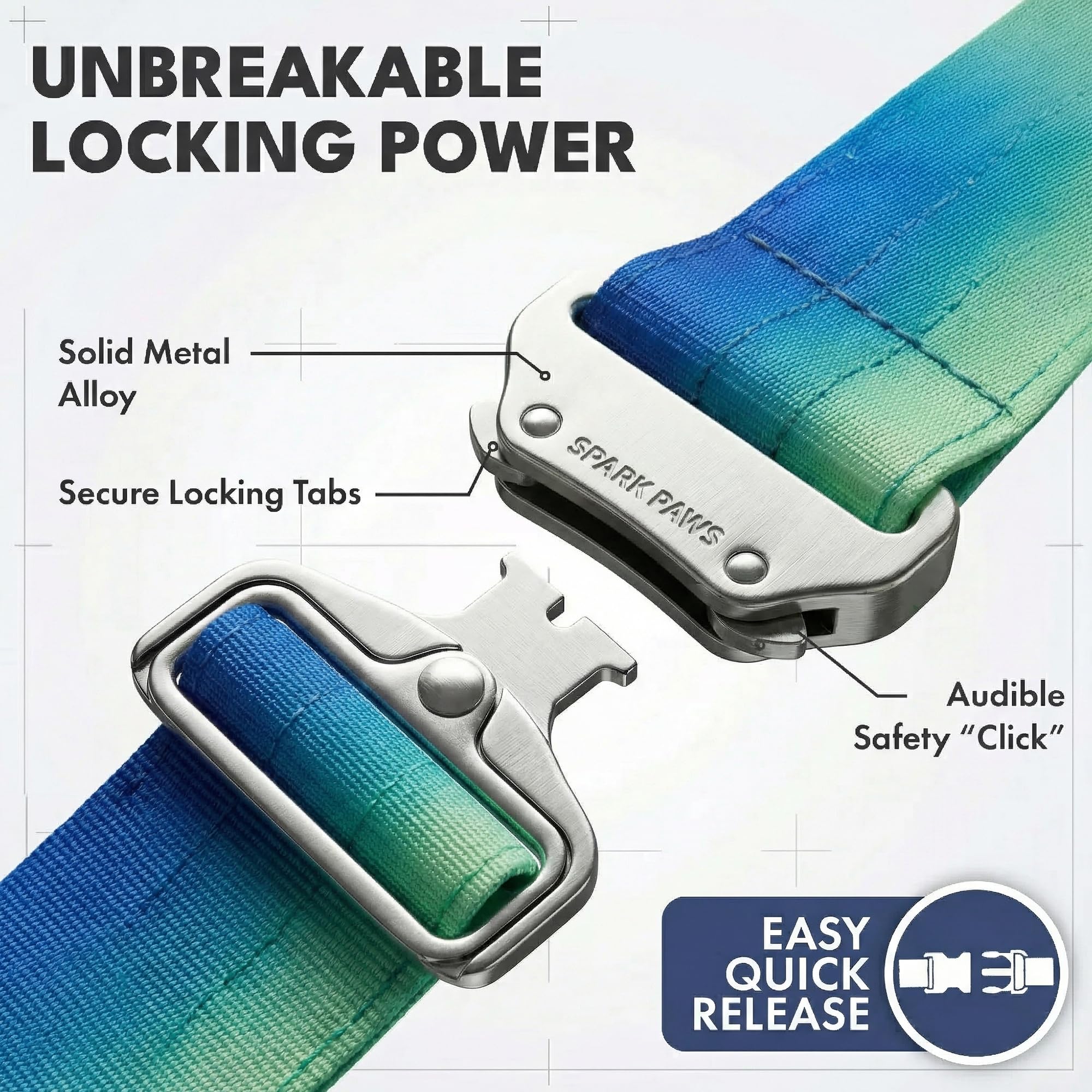 Spark Paws collier côte à côte avec règle pour comparaison tailles