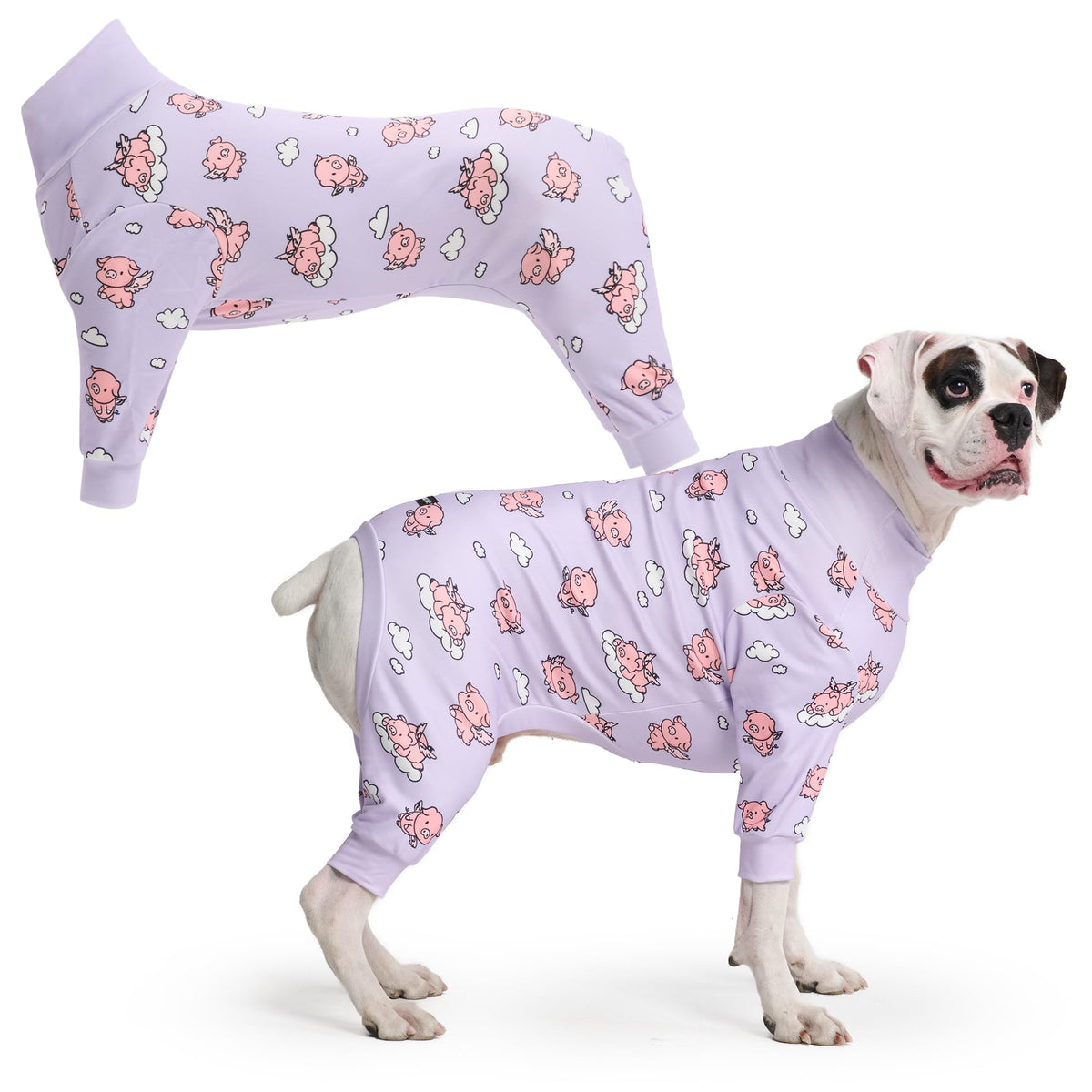 Spark Paws vue avant du pyjama montrant coupe intégrale et fermetures, confort immédiat