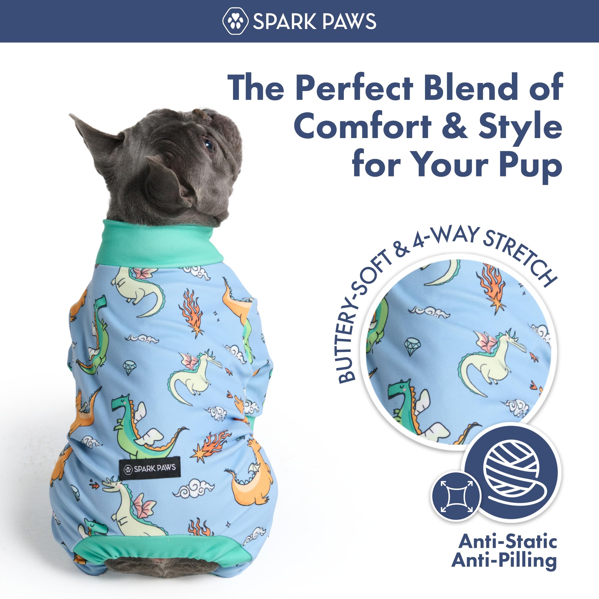 Spark Paws pyjama arrière avec ouverture en V facilitant pauses pipi