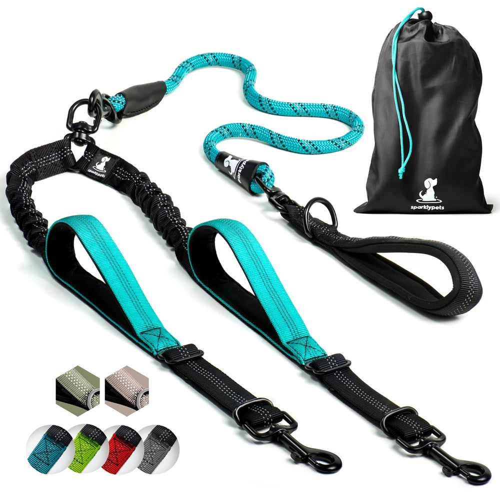 SparklyPets vue avant de la laisse montrant conception robuste et couleur teal