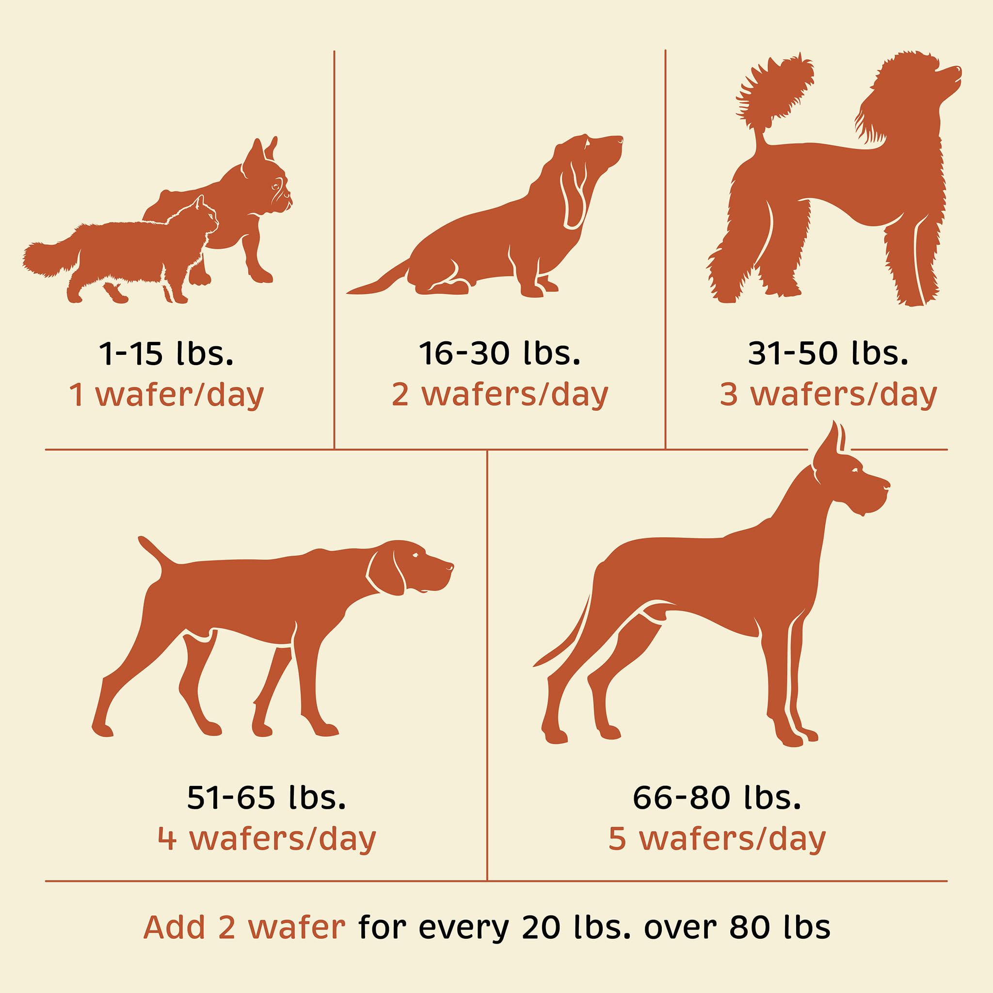 Spirited Paw comparação de taille des wafers près d'une main pour dosage visuel