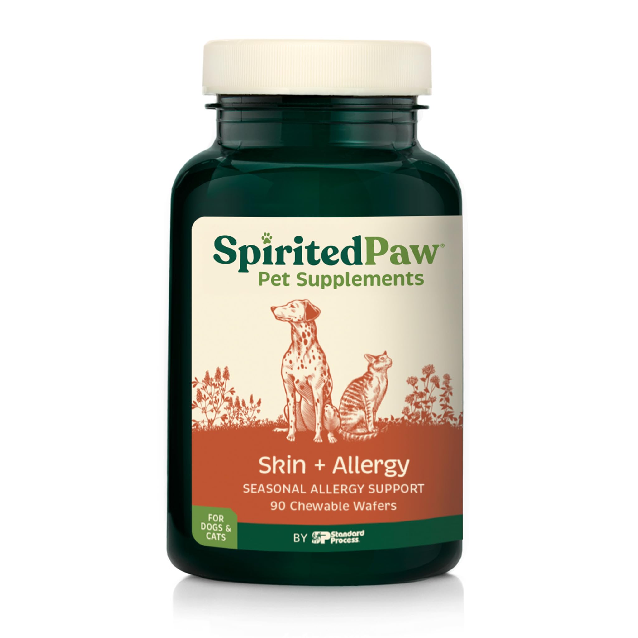 Spirited Paw emballage avant montrant le flacon et l'étiquette pour identification rapide