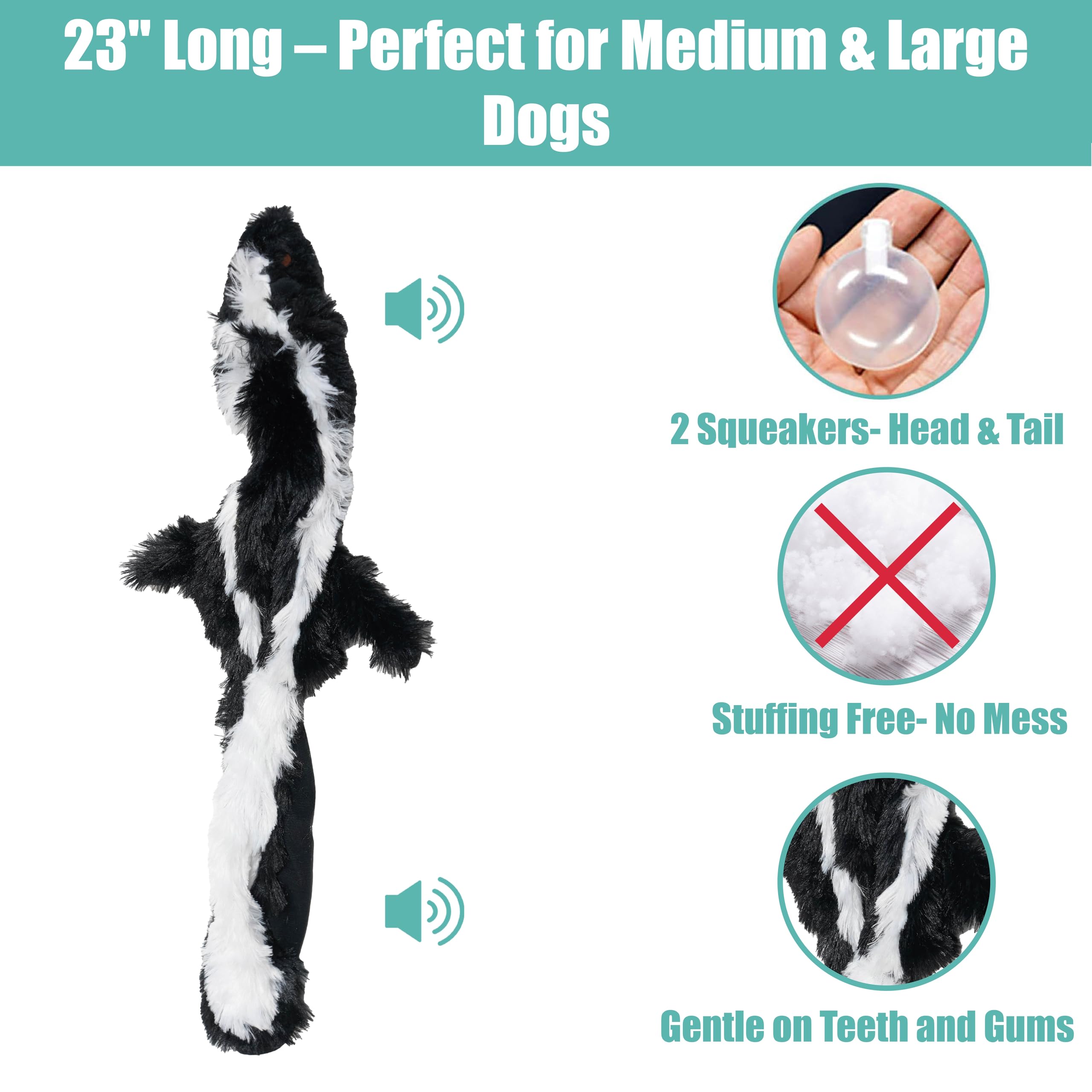 SPOT Skinneeez Skunk gros plan tête montrant couineur et stimulation sonore
