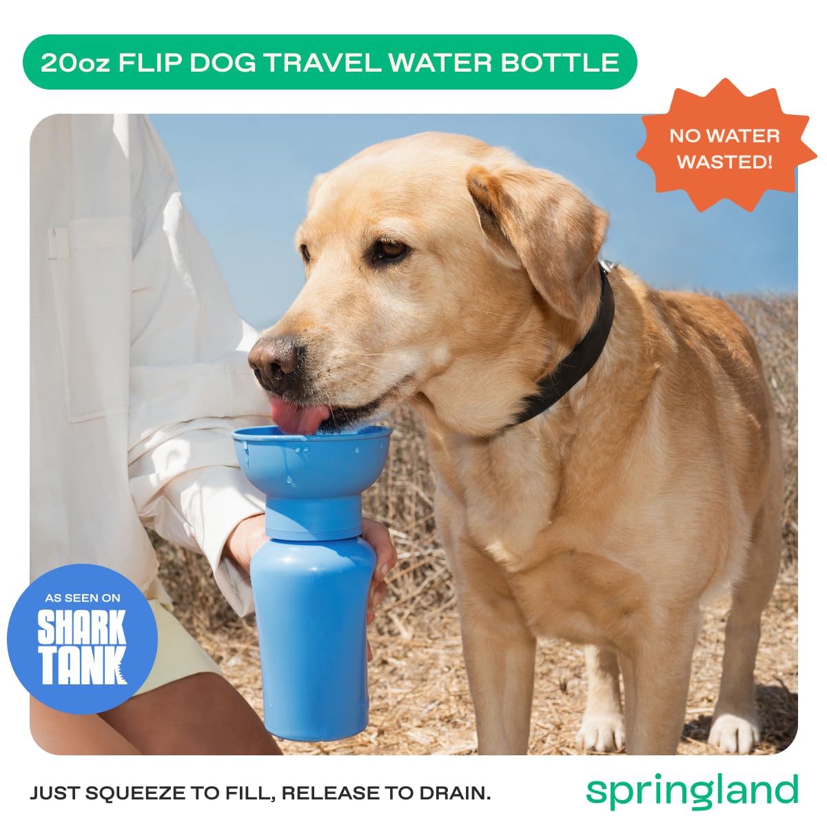 Springland Flip tenu en main pour verser l'eau sans gaspillage