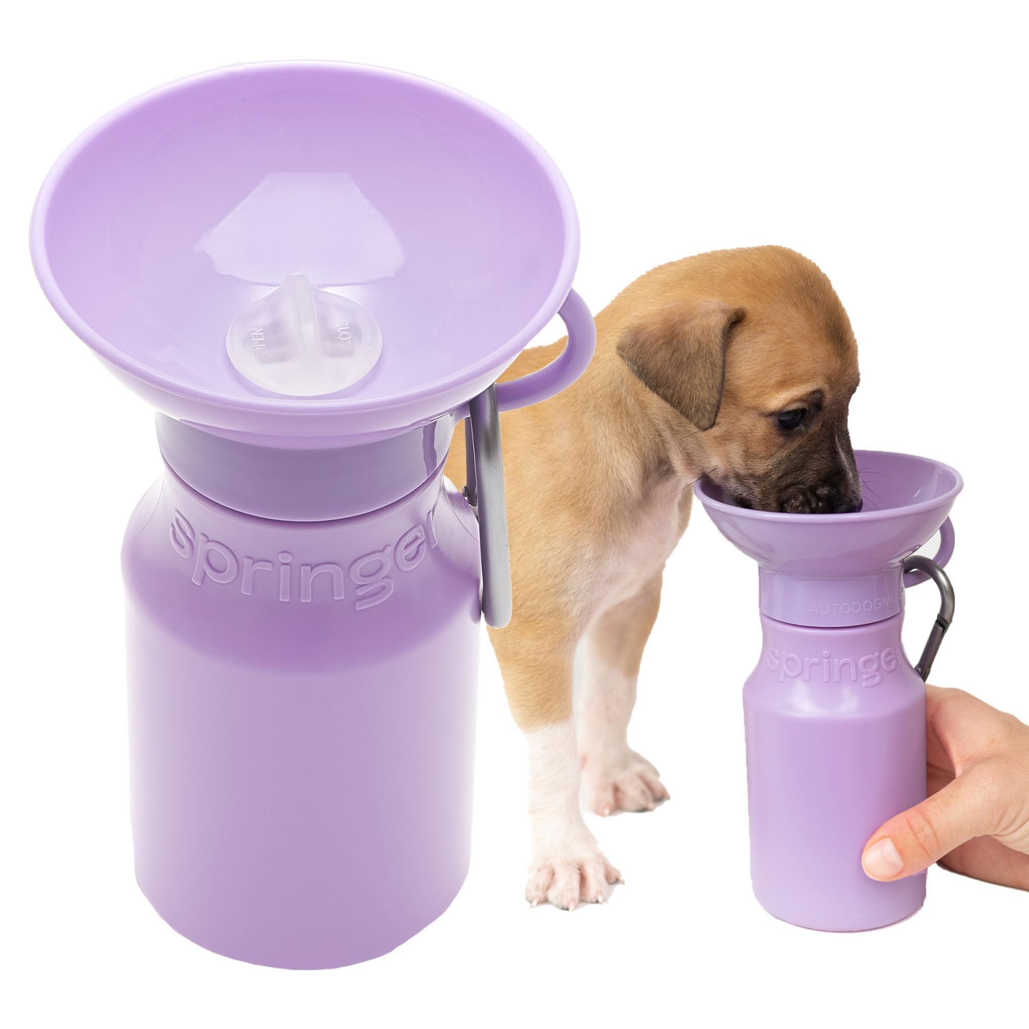 Springland Pets vue avant de la bouteille lilas pratique et compacte