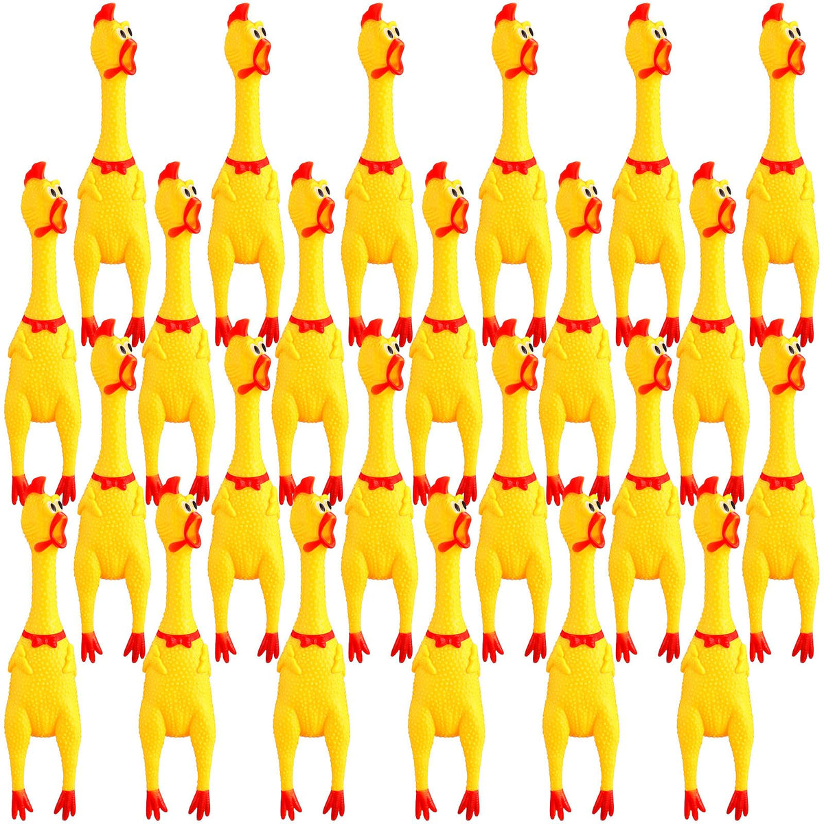 Sratte poulet caoutchouc face emballé montre contenu pratique