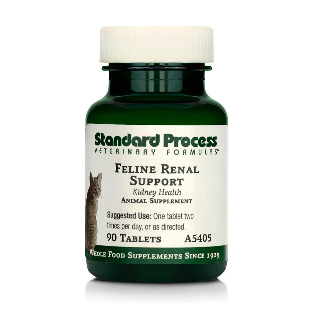 Standard Process image du flacon Feline Renal Support montrant l'emballage et l'étiquette lisible
