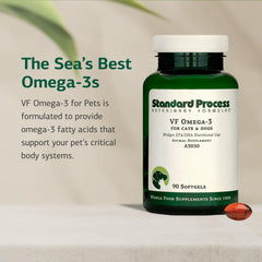 Softgel VF Omega-3 dans la main pour comparer taille, aide au dosage pour animaux
