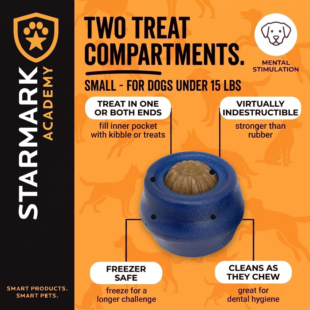 Starmark jouet en usage par un chiot pour stimulation et jeu