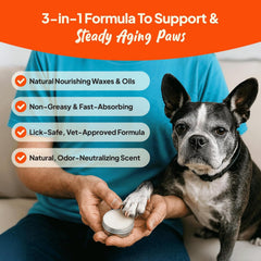 Steady Paws application sur patte démontrant apaisement et traction améliorée