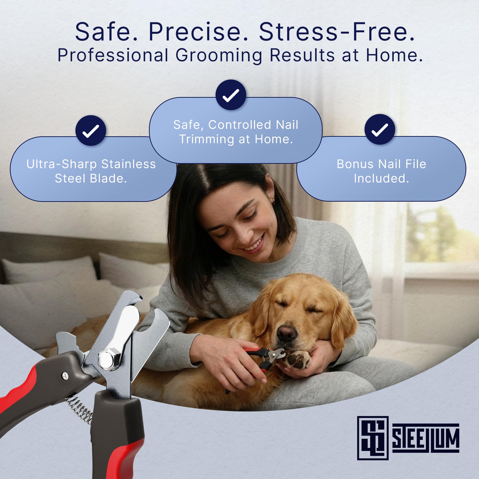 STEELLUM en usage sur grand chien démontrant efficacité sur ongles épais
